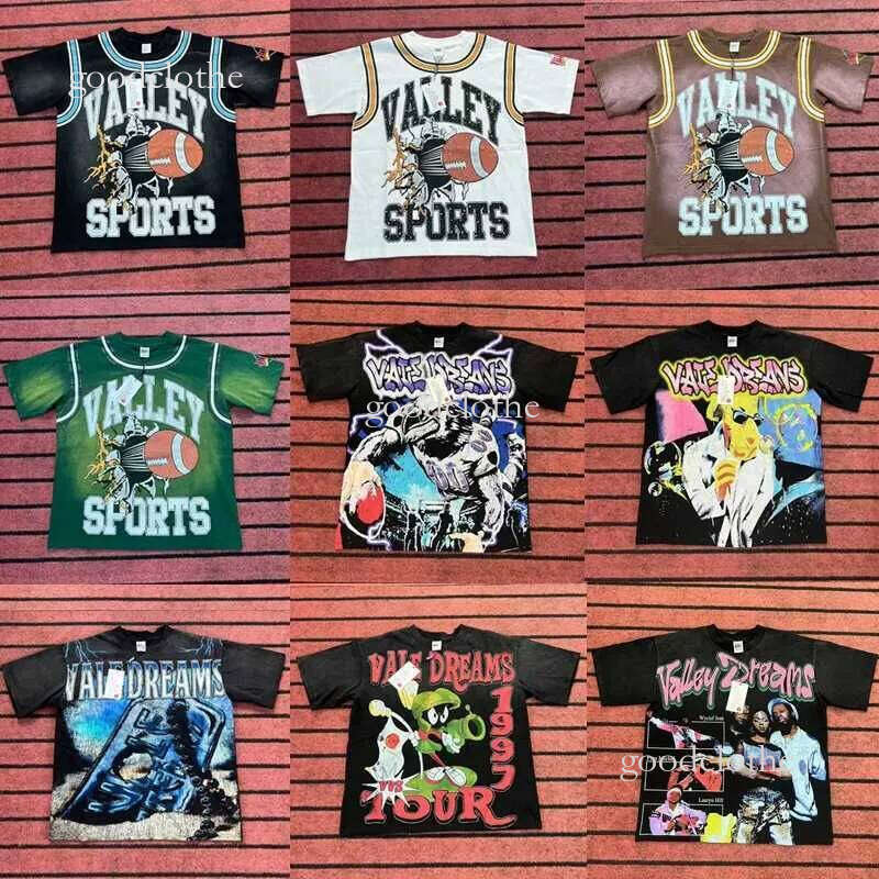 New American Streetwear VALLEY T-Shirt Hip-Hop Fashion Multi Style Men Women Clothing Vale Short Sve Top Real Picture Z250715v93m C72