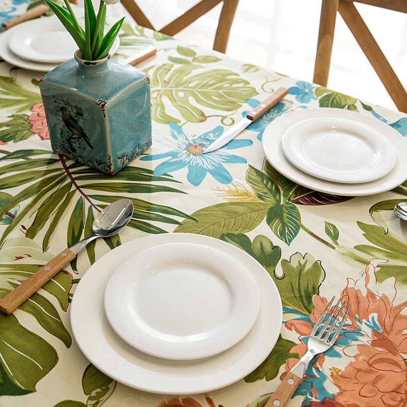 European Fabric Tablecloth Flowers Relief Pattern Table Cloth High Precision Round Rectangle Thicken Big Tassel Cover Mat