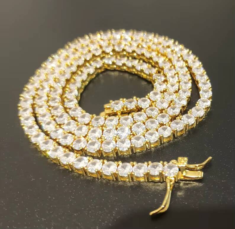 Ready to Ship Tennis Chain 925 Sterling Silver 3mm/4mm/5mm Sparkling Moissanite Tennis Chain