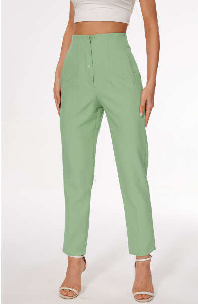 TRAFZA Discount Women's Fashion New High-Waisted Casual Long Pants B5