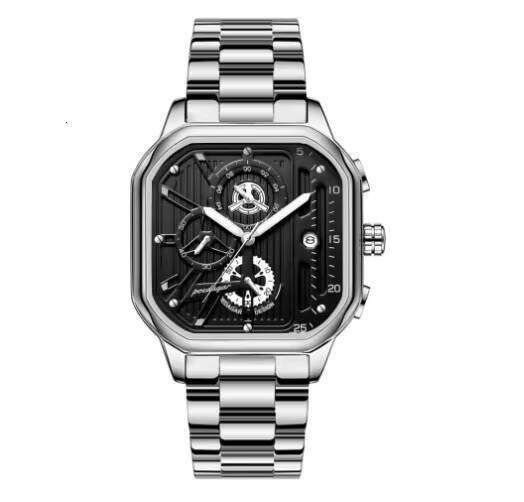 DHwatches Men's Square Chronograph Watch - 50M Waterproof Leather Strap Quartz Wristwatch with Date & Luminous (Model 628)