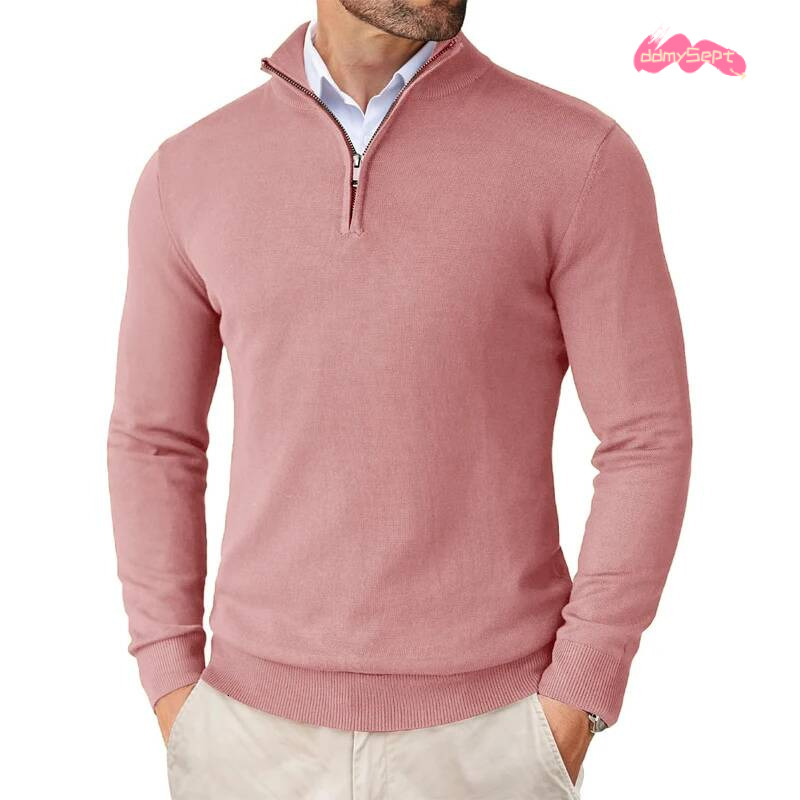 Men's Quarter Zip Up Slim Fit Lightweight Mock Neck Pullover Casual Sweaters Half Turtleneck Knitted Outdoor Streetwear ddmysept
