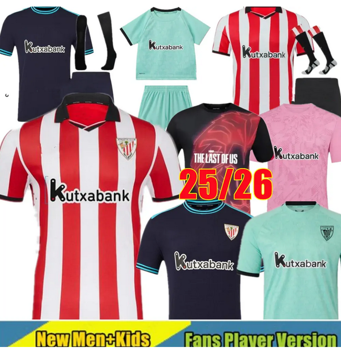 4XL25- 26 Bilbao Clubs Soccer Jerseys WILLIAMS BERENGUER MUNIAIN O. SANCET D 25 26 Bilbao Athletic WILLIAMS VILLALIBRE J.GUERRERO Football shirt Men Kids Kit