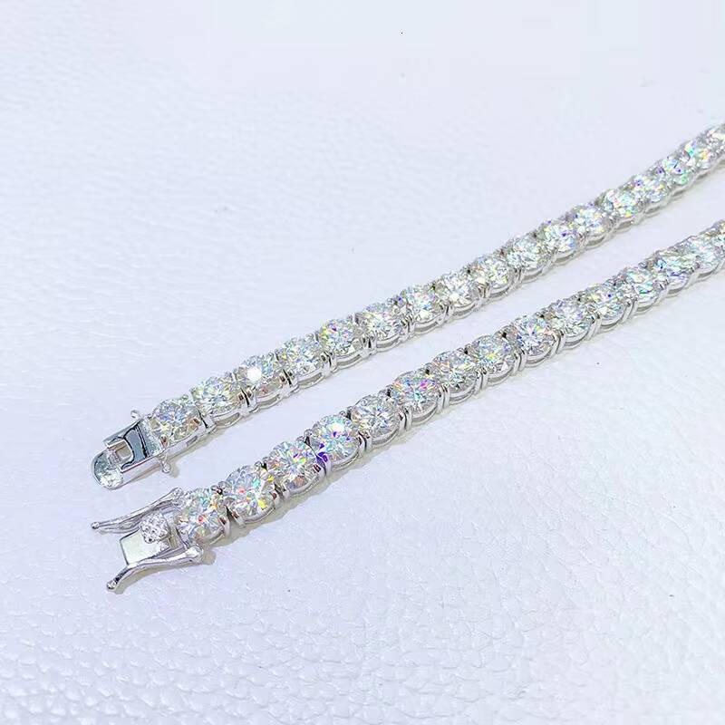 Moissanite Hip Hop Jewelry 6.5mm Tennis Chain 925 Silver Vvs Diamond Tennis Necklace