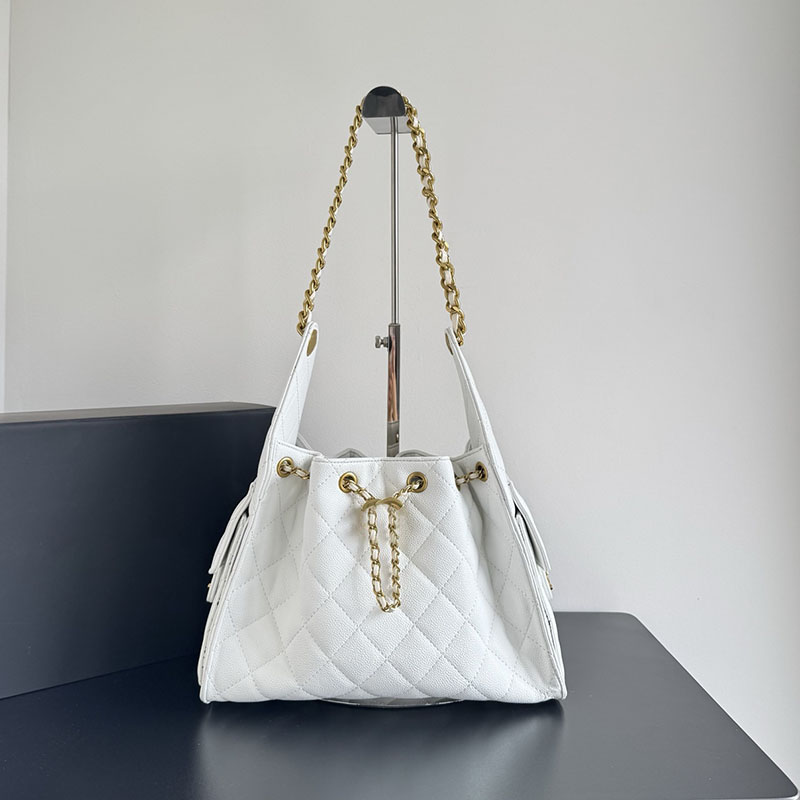 Designer shoulder hippie underarm bags washed denim checkered classic chain strap leather drawstring closure998