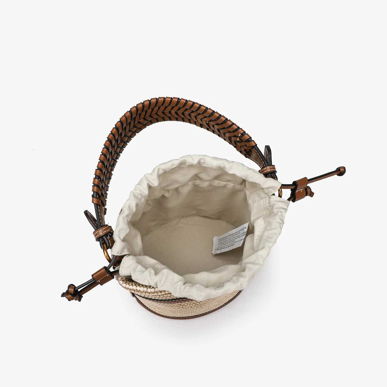 Fashion Straw Bucket Bag Weave Women Handbags Designer Panelled Shoulder Crossbody Bags Casual Summer Beach Small Tote Purse sac W250714