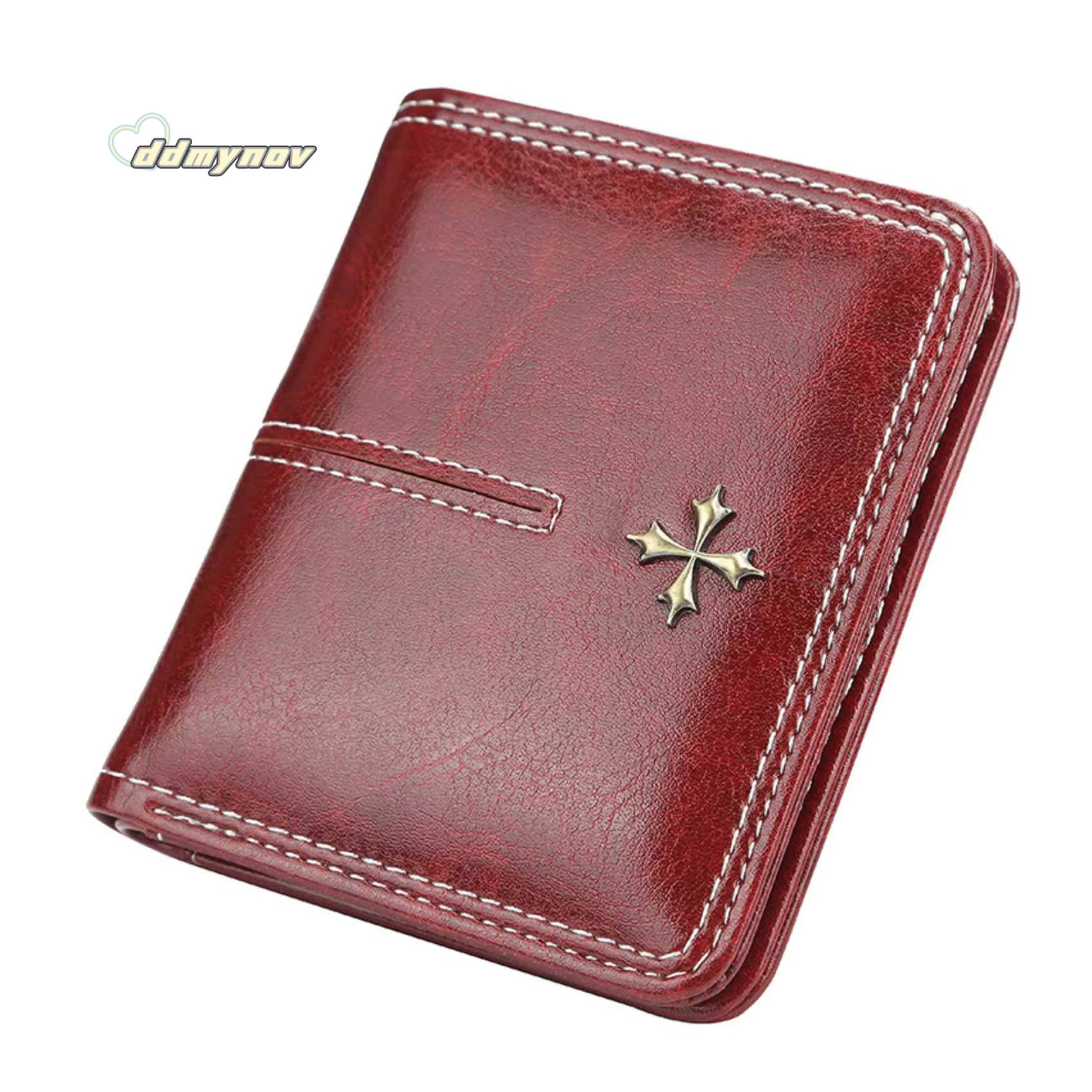 Womens Short Wallet Multi-Card Oil Wax Skin Coin Purse Fashion All-In-One Zipper Card Bag ddmynov