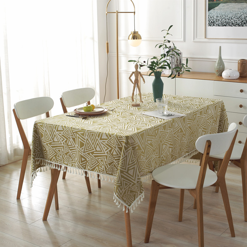European Style Jacquard Table Cloth Thickened Rectangular Tablecloth Embroidered Tassels Dustproof Dining Table Cloth Cover