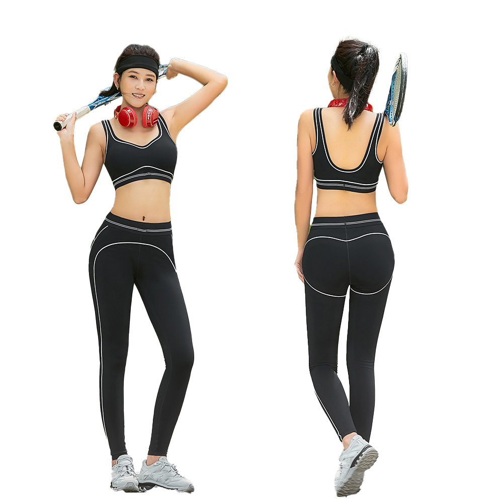 2PCS New Yoga Set - Women Sportswear Yoga Set Fitness Sports Vest Female High Waist Yoga Pants Pilates Training Leggings