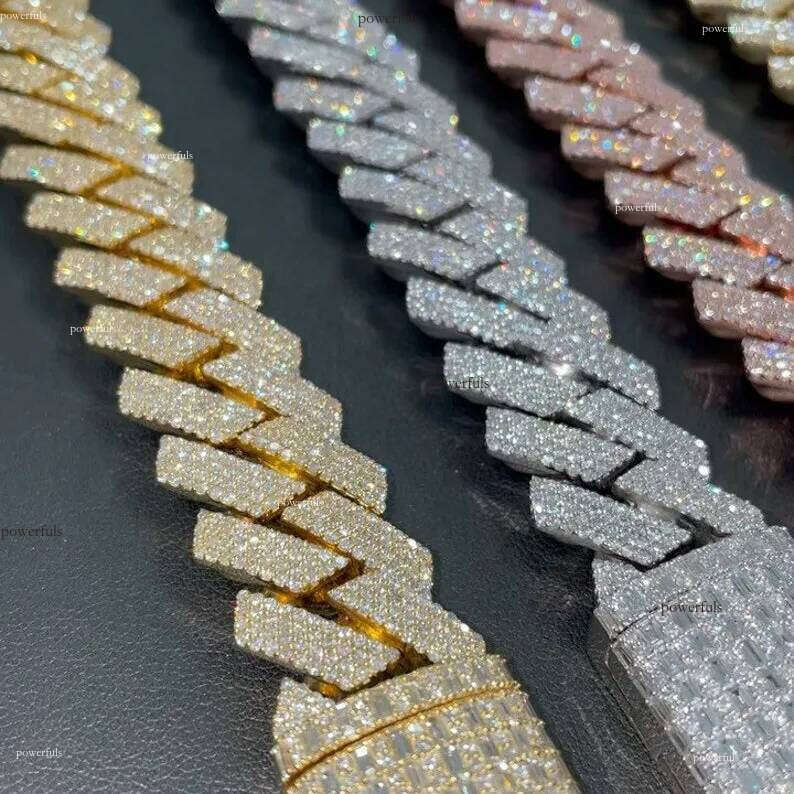 necklace moissanite designer jewelry cuban link chain Iced Out Pass Dia Tester vvs Moissanite Jewelry chains