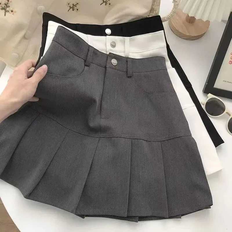 2K Vintage High Waist Pleated Skirt Women College Style Uniforms Safety Pants Mini Skirts Woman Korean Street Slim A-Line Skirt R250728