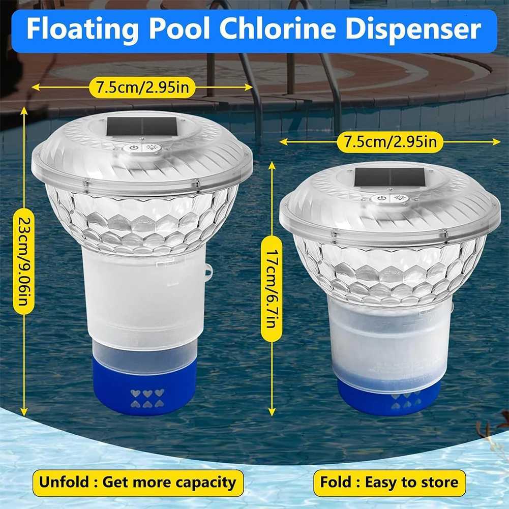 Solar Powered Adjustable Pool Chlorine Dispenser with Colorful Lights Adjustable Release Chlorinator for Pool Spa Hot Tub X250715