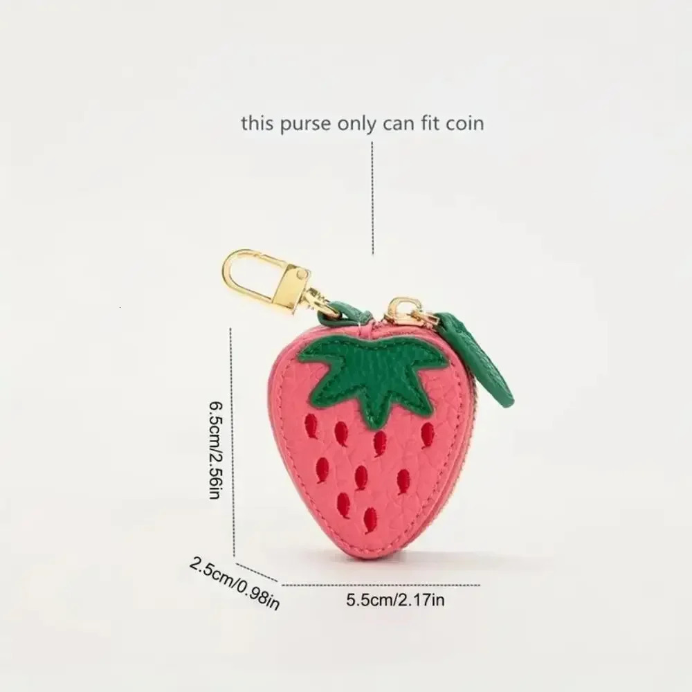 Mini Cherry Fruit Shape Coin Purse Strawberry Cute PU Leather Pendant Korean Style Keychain Earphone Bag Mini Storage Bag 250714