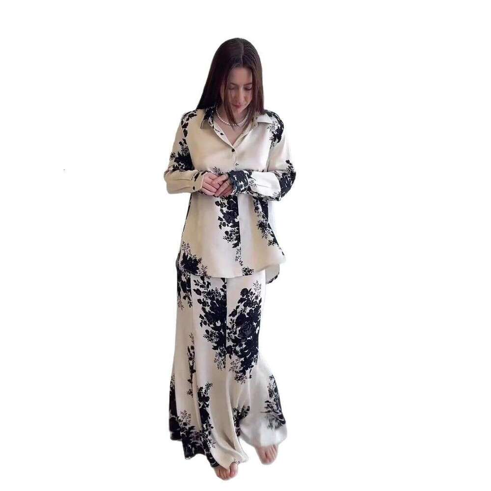 Women's Clothing Spring New Printed Button Loose Skirt Fashion Set For Women B5