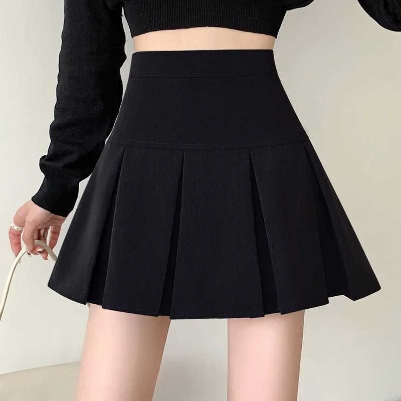 2024 Summer New Women Slim Solid Color Pleated Short Skirt College Style Pure Want To High-waisted Skinny-proof A-line Clothing R250728