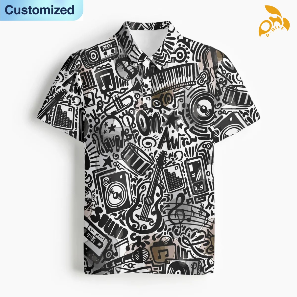free shipping designer of customized comfortable full-body printed men's Polo collar sweatshirt with exquisite patterns from US