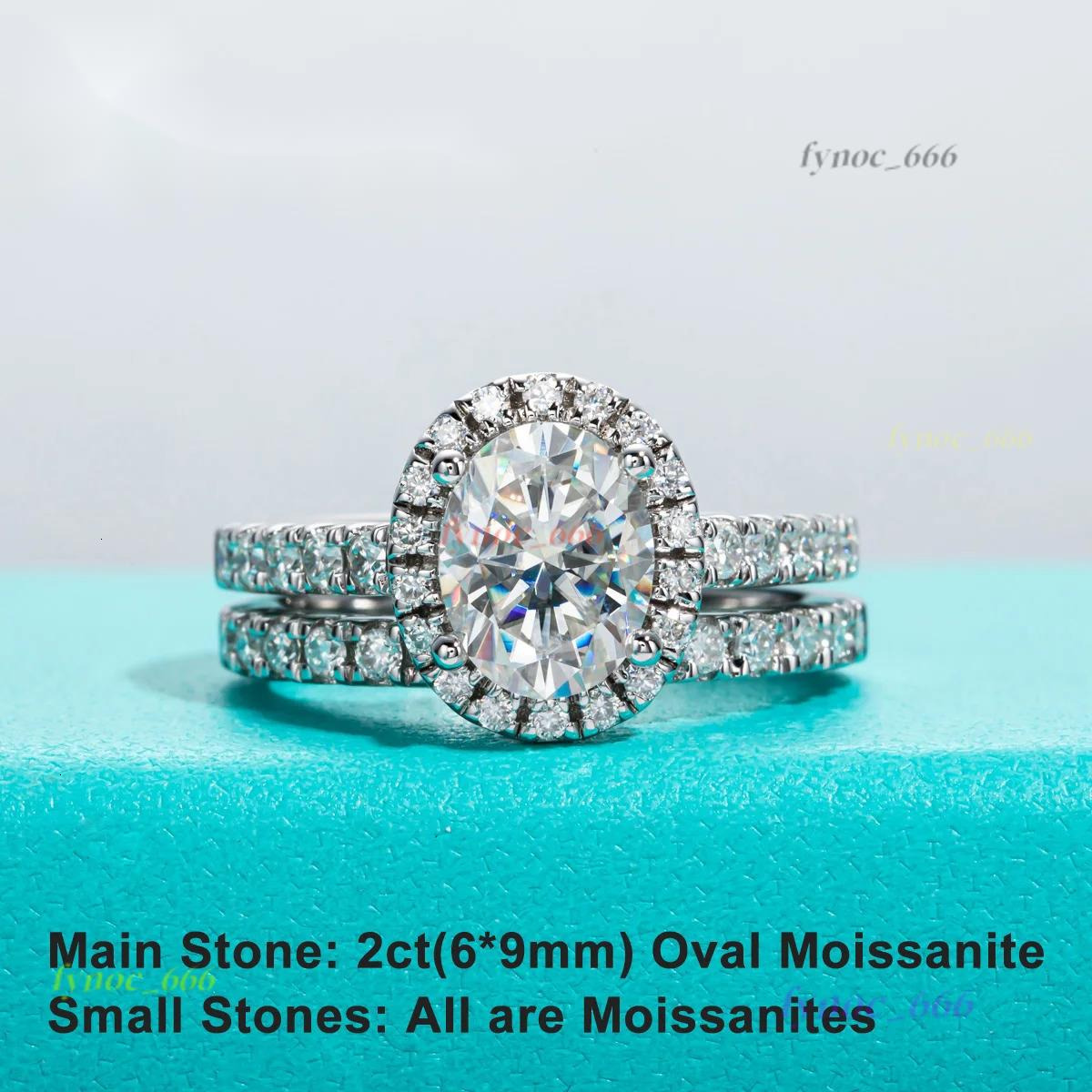 2ct (Total 2.648ct) Oval Cut D Color Moissanite Bridal Ring Set Wedding Band Silver Rings With GRA Jewelry Wholesale