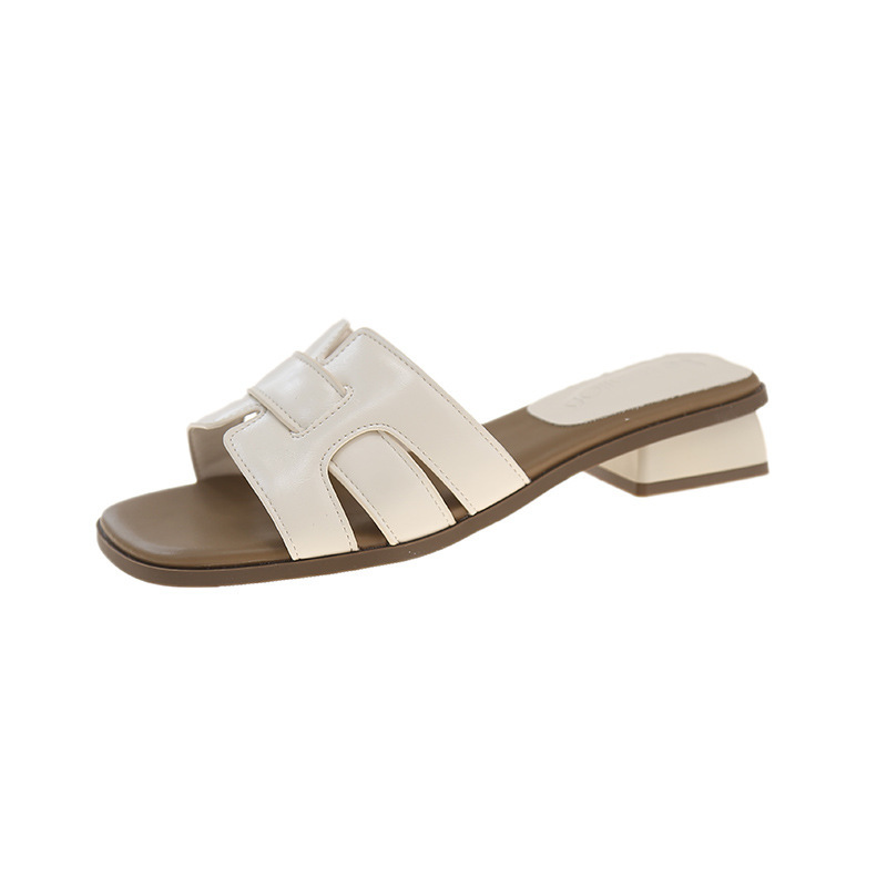 New hot free shipping summer 2025 square-toed high-heeled European and American casual and fashionable flip-flops for women
