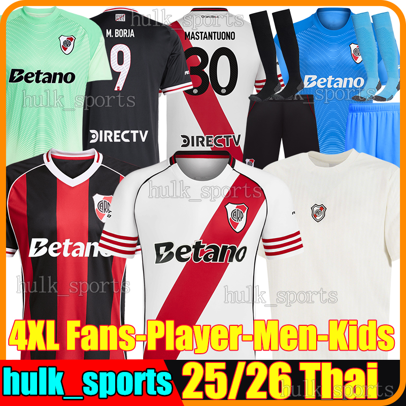 4XL 2025/26 River Plate soccer jerseys MASTANTUONO BORJA DRIUSSI FERNANDEZ GALOPPO PAULO DIAZ MEZA SUBIABRE ALIENDRO LANZINI Men Kids Kits socks sets football shirt