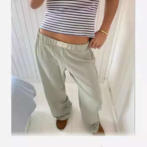 2025 New Women's Striped Wide-Leg Street INS Loose High-Waist Pants Casual Fashion Trendy Clothing