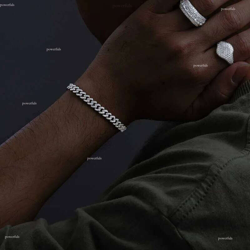 Cheap Price Pass Dia Tester 6mm Sterling Sier VVS Moissanite Iced Out Hip Hop Jewelry Cuban Link Bracelet Men Women