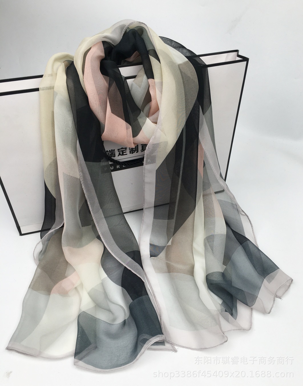 K1357 Summer multi-color fashion Georgette silk scarf ladies scarf thin headscarf sunscreen shawl geometric all-match square dance