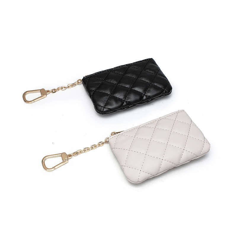 Women's Purse 2024 New Zipper Solid Color PU Embroidered Quilted Soft Leather Small Coin Card Holder Decorative Bag