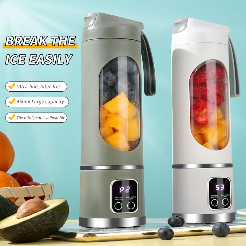 Mini Wireless Juicer Portable Rechargeable Blender Juicer Cup - 12-Blade Fresh Orange Slow Juicer Machine with Safety Features