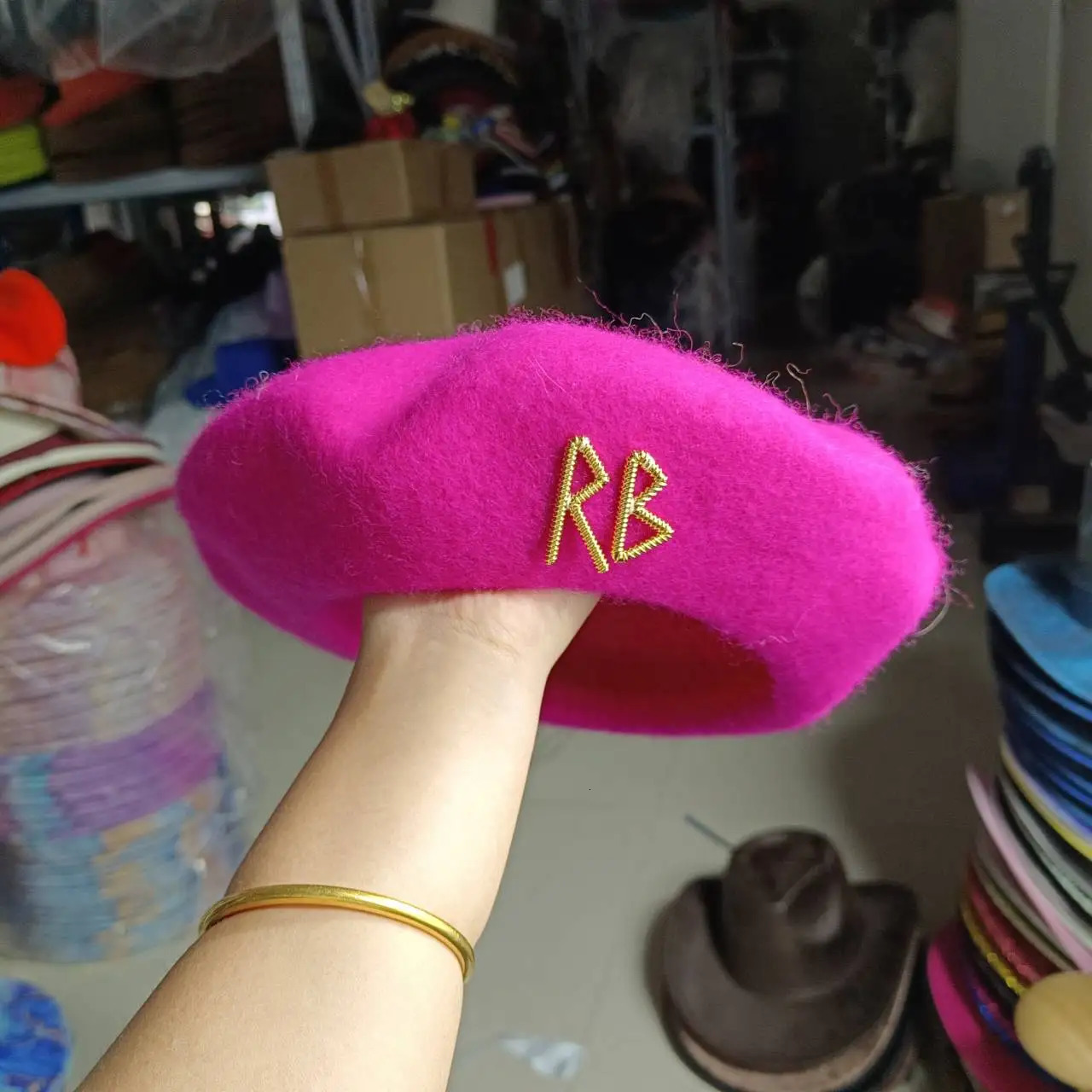 Purple RB Beret Wool English Letter Autumn/Winter Wool Hat Candy Color Womens Hat winter 250714