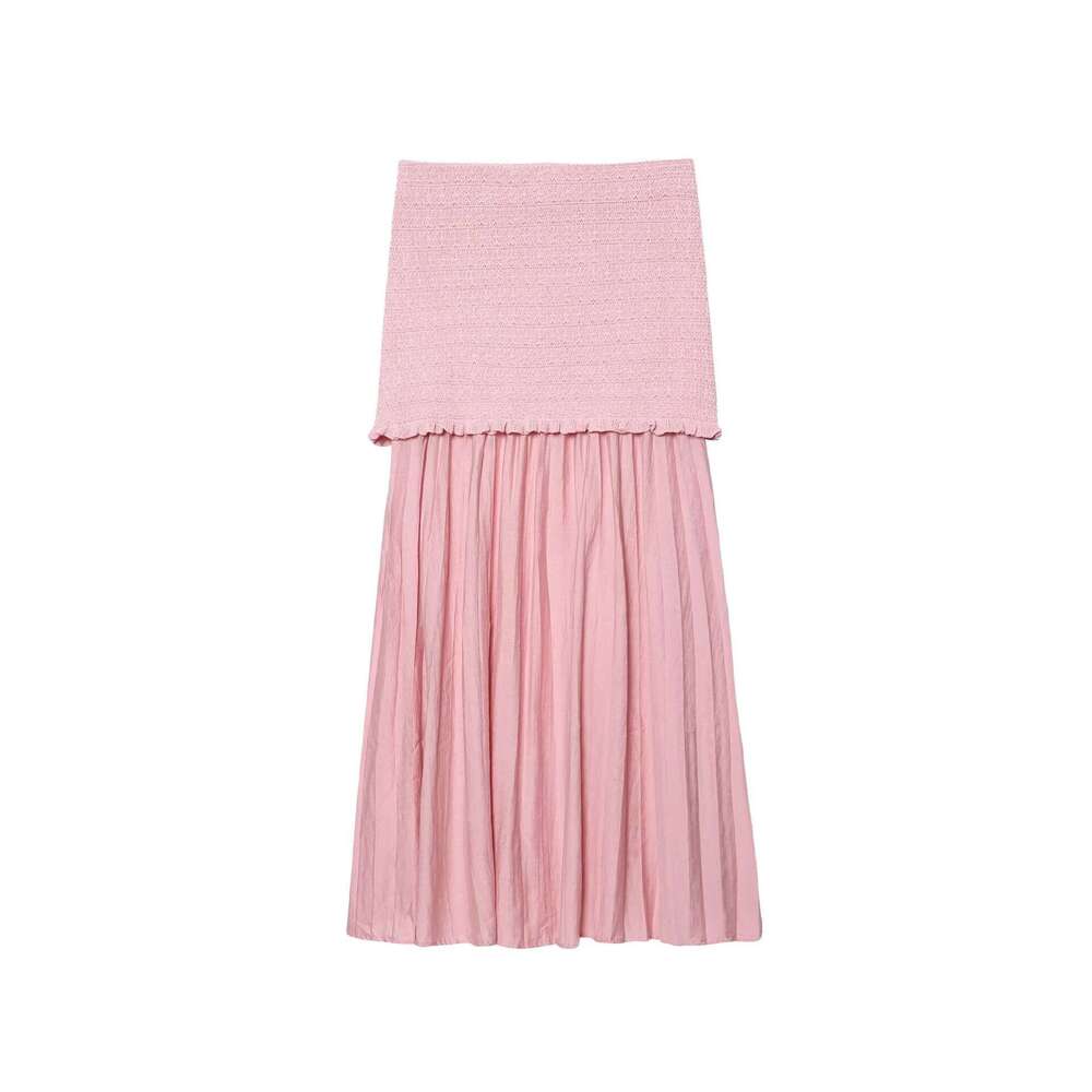 TRAFZA Style Women's Knitted Off-Shoulder Tube Top And Skirt Set B5