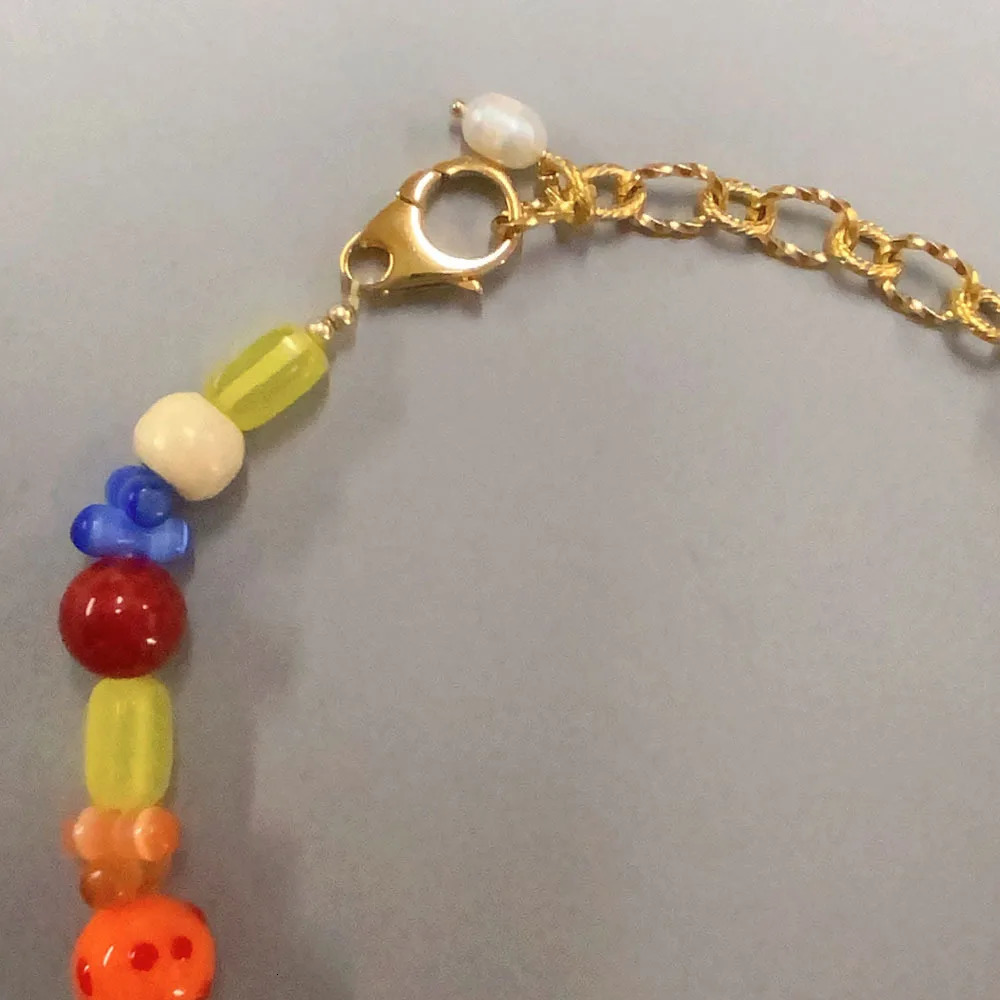Y2K Fashion Colorful Round Stone Necklace Natural Pearl beaded Necklace For women and men universal vintage jewelry 250711