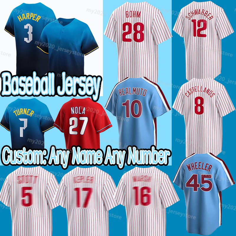 28 Alec Bohm 3 Bryce Harper 7 Trea Turner Phillies Jersey 5 Bryson Stott 17 Max Kepler 16 Brandon Marsh 61 Cristopher Sanchez 10 Darren Daulton 14 Pete Rose 6 Ryan Howard