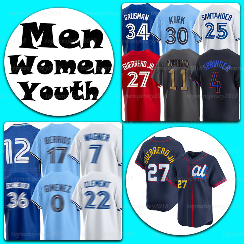 27 Vladimir Guerrero Jr. Baseball Jersey Torontos 11 Bo Bichette Blue Jays 4 George Springer 30 Alejandro Kirk 25 Anthony Santander 36 Davis Schneider 0 Andres Gimenez