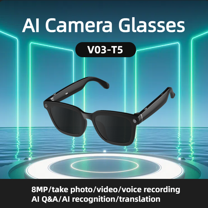 Smart Glasses With Camera 8MP Camera Hi Fi Sound Video Recording Glasses Audio Recording AI Object Recognition AI Conversation and Translation Functions
