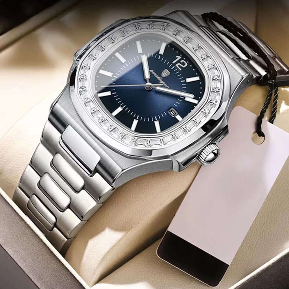 DHwatches Luxury Men's Watch - 50M Waterproof Ultra-Thin Square Quartz Wristwatch with Date & Luminous (Model 918)