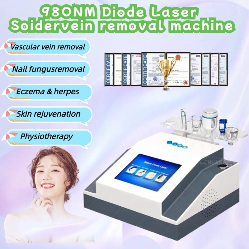 Portable high-power 5-in-1 980nm laser skin and nail fungal infection removal device for red blood silk spider vein removal
