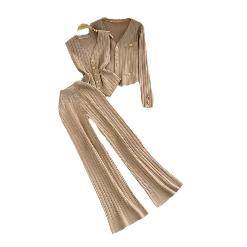 Fashionable Long Sleeve Suit Knit Sweater Loose-Fit Stand Collar Spring Autumn Two-Piece Set China Mainland Origin 250714