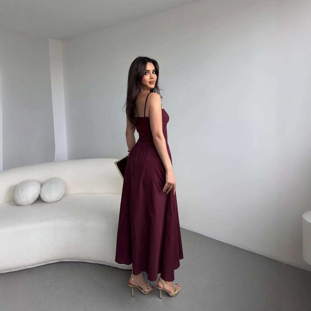 Summer New Women's Fashion Strap French Style Sexy Elegant Fashionable Pure Dress B5