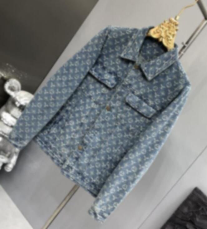 Designer jacket men long sleeve jeans jackets plaid jean jacket Lapel Neck denim jackets mens coat