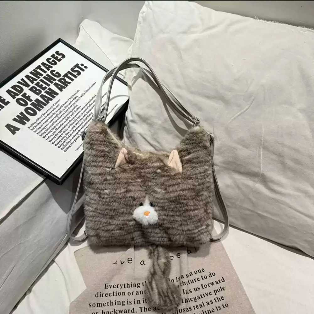 Cute Women Large Capacity Soft Backpacks Casual Zipper Plush Versatile Hand-Held Shopping Daily Commuter Bags Y250719