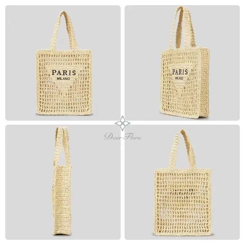 Women Summer Beach Knitting Shoulder Bag Hollow Out Handwoven Handbag Portable Large Capacity Casual Tote
