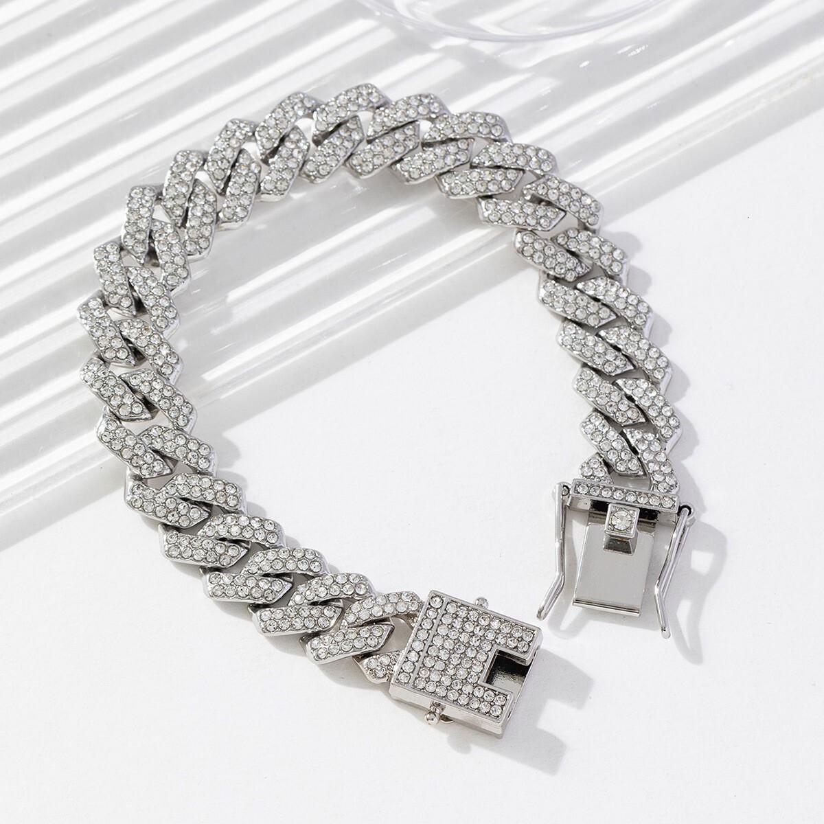 Luxury Jewelry Designer Jewelry Cross-border European And American Style Personality Hip-hop Alloy Diamond Chain Necklace Double Row Diamond Collarbon