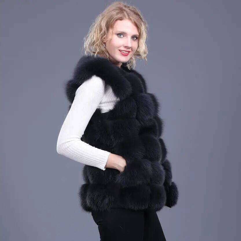 Women's Natural Fur Real Fox Vest, Short, High Quality MDNG