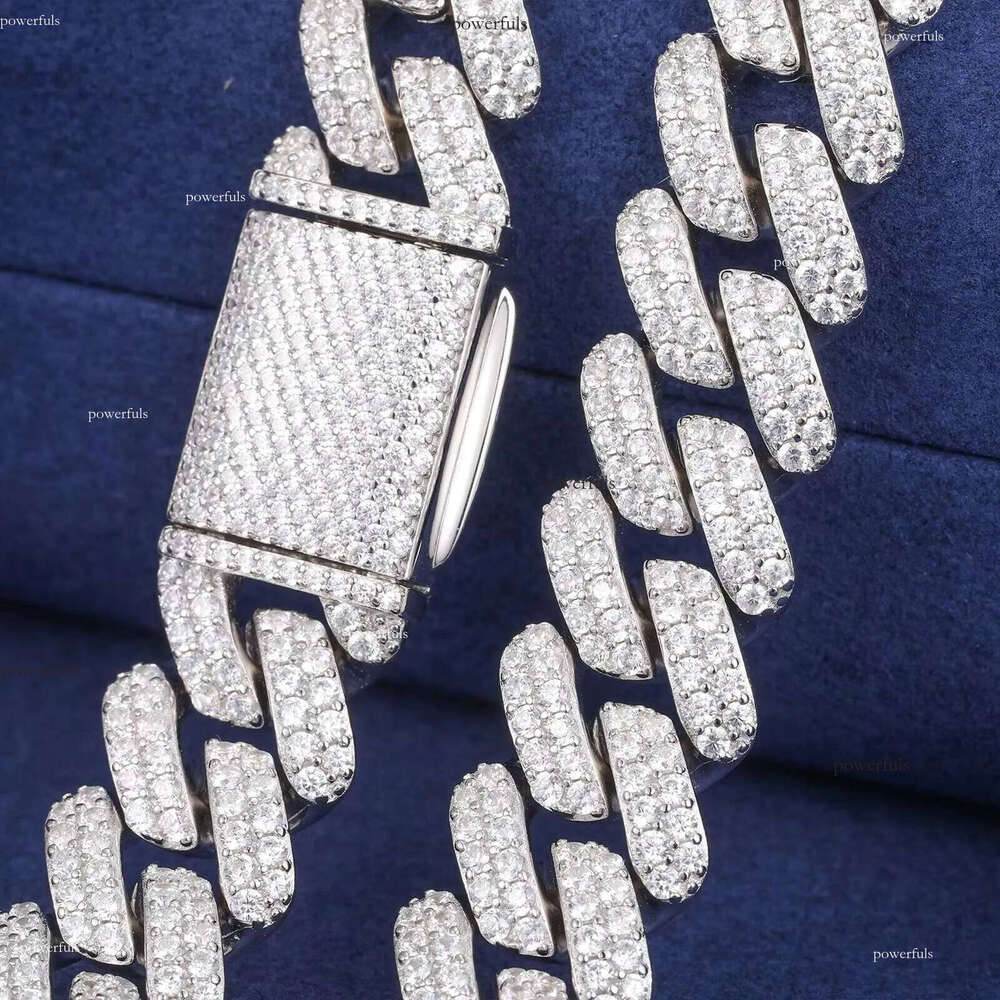 Denser and Thicker 10mm 12mm 14mm Sterling Sier VVS Moissanite Dia Iced Out Cuban Link Chain Necklace Hip Hop Jewelry