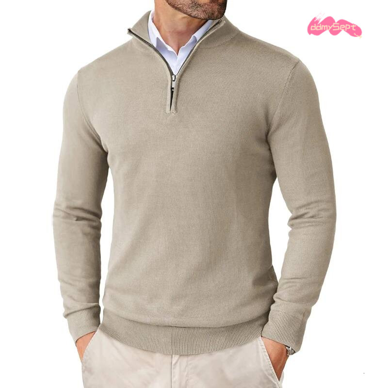 Men's Quarter Zip Up Slim Fit Lightweight Mock Neck Pullover Casual Sweaters Half Turtleneck Knitted Outdoor Streetwear ddmysept