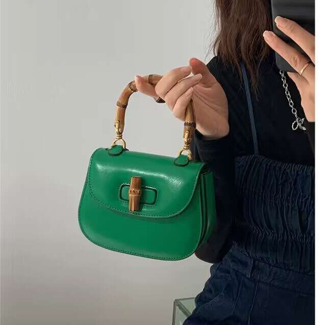 Bamboo Knot Saddle Niche Small Women's 2024 New Trendy Fashion Handbag Shoulder Crossbody Bag