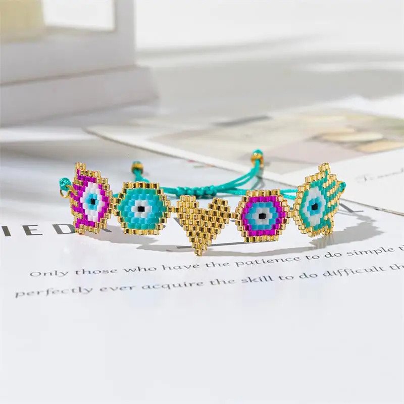 BLUESTAR Evil Eyes Bracelets Handmade Braided Rope Adjustable Bracelet Woman Colorful Heart Charm Friendship Jewelry 250712