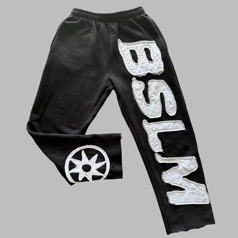 American Retro Sweatpants Y2K Clothes Mens Womens Harajuku Hip Hop Letter Embroidery Patch Oversized Sweatpants Casual Jogg Pant 250709