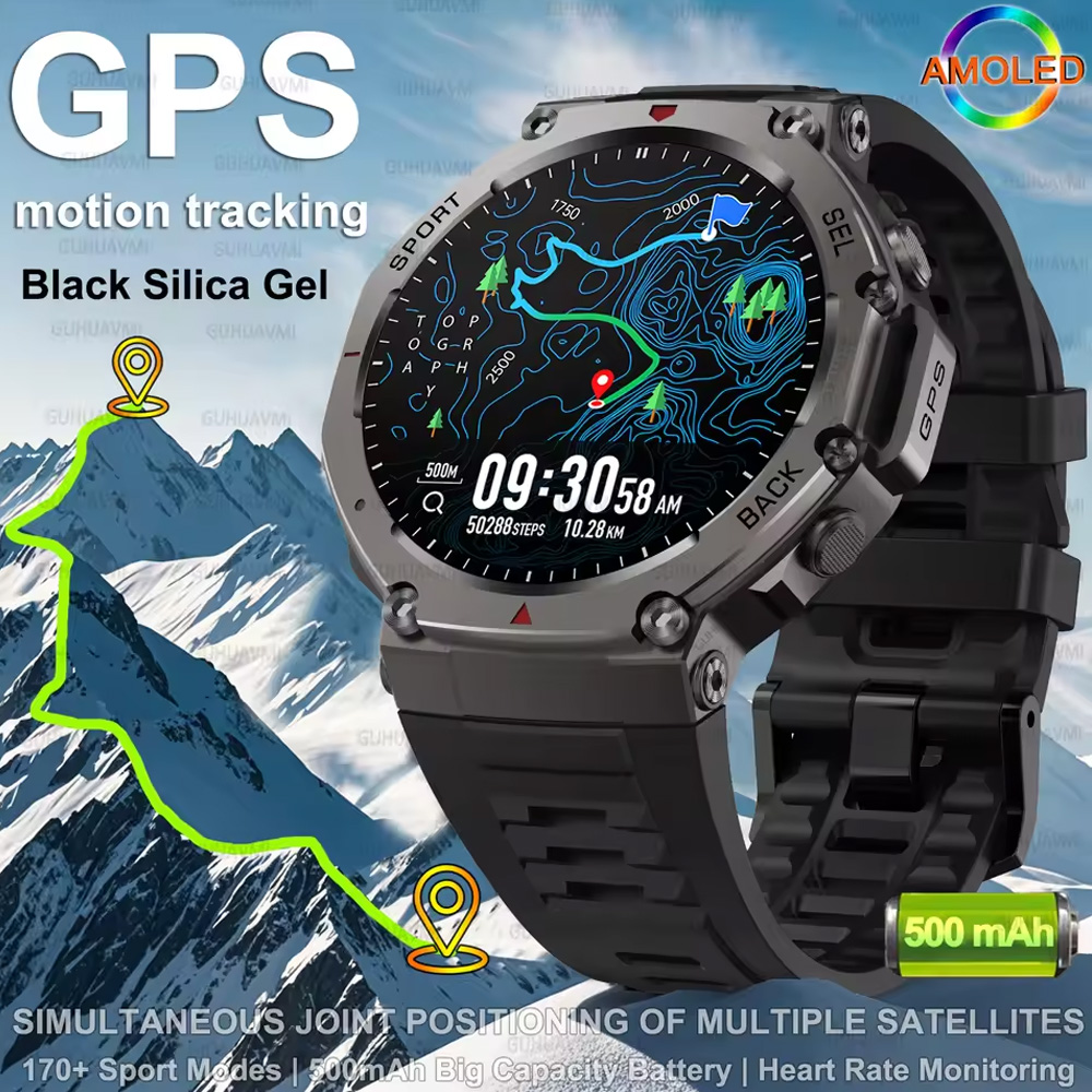 Mens DM58 1.43-inch AMOLED Sports Smartwatch with Bluetooth Calling & GPS Tracking