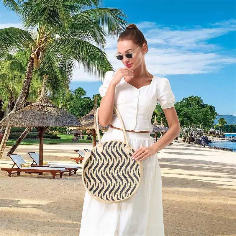 1Pc Shoulder Bag Wave Printed able New Grass Woven Bag Womens able Casual Versatile Summer Woven Crossbody Bag